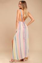 Billabong | Sky High Light Pink Striped Maxi Dress | Size Small | 100% Rayon | Lulus