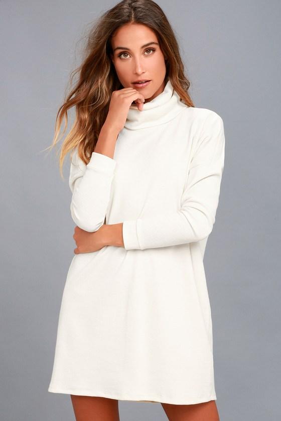 Lulus | Scheme Of Things Cream Long Sleeve Dress | Size Large | White