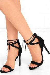 Olivia Jaymes High Above Me Black Suede Lace-up Heels