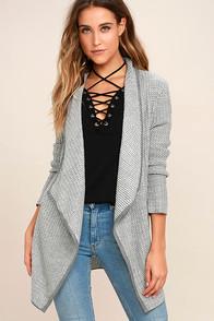 Bb Dakota Patsy White And Grey Cardigan Sweater