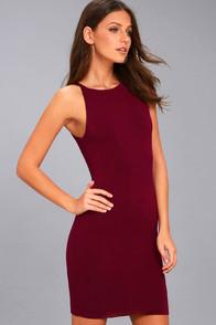 Lulus I Bet Wine Red Bodycon Dress