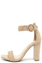 Wild Diva Lounge Simple Things Natural Suede Ankle Strap Heels