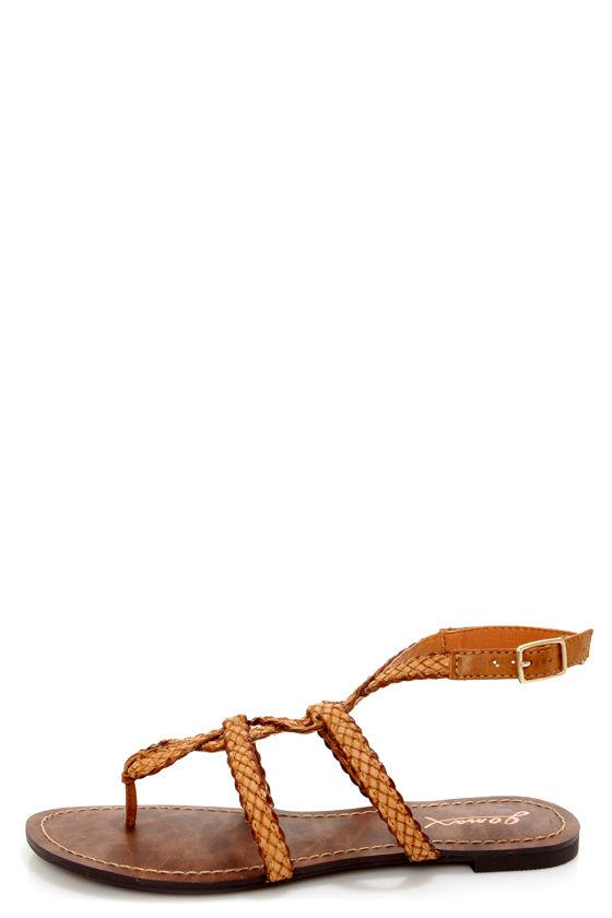 Gomax Berdine 92 Tan Braided Strappy Gladiator Sandals