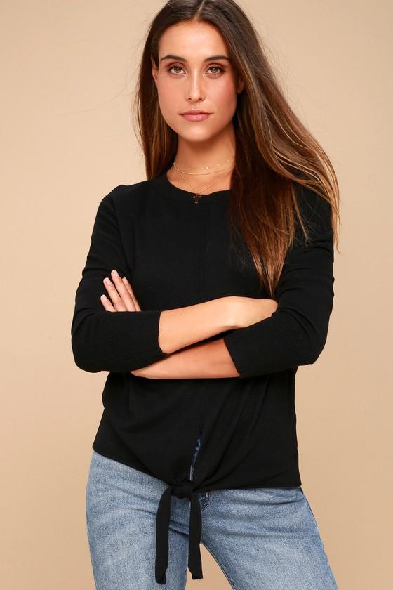 Olive + Oak Elora Black Knotted Sweater Top | Lulus