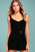 Lulus | Sunny Melody Black Romper | Size Large | 100% Polyester