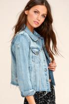 Eunina Can't Wait Blue Distressed Denim Jacket | Lulus