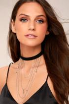 Lulus Head Turner Black And Silver Layered Choker Necklace