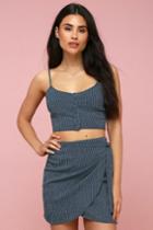 Amuse Society Spinner Navy Blue And White Striped Wrap Mini Skirt | Lulus