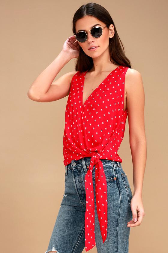 Lush Style Upgrade Red Floral Print Wrap Top | Lulus
