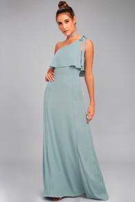 Lulus Purpose Dusty Sage One-shoulder Maxi Dress