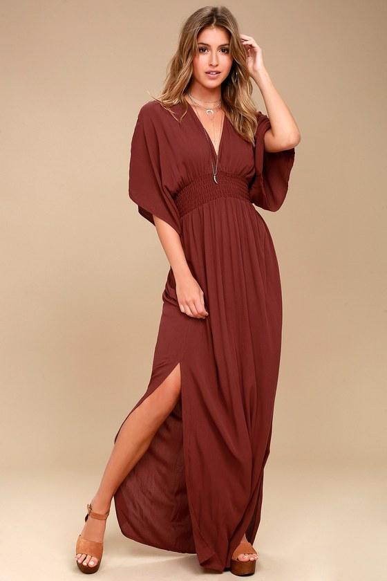 Love Stitch | So Much Love Rust Red Maxi Dress | Size Medium/large | 100% Rayon | Lulus