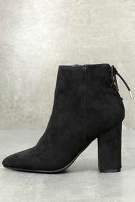 Bamboo Amaia Black Suede Lace-up Ankle Booties