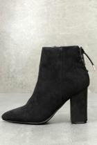 Bamboo Amaia Black Suede Lace-up Ankle Booties