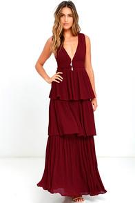Lulus Gently Adrift Wine Red Maxi Dress