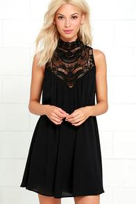 Lulus Asana Black Lace Swing Dress