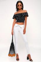 Paige Hoxton White Tie-front High-waisted Skinny Jeans | Lulus