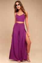 Lulus | Out Tonight Magenta Two-piece Jumpsuit | Size Large | Purple | 100% Polyester