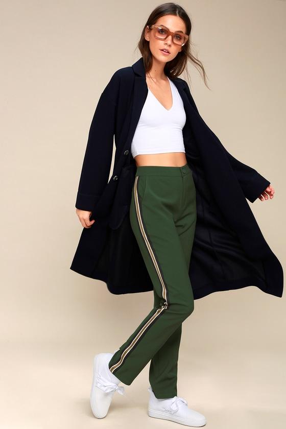 Private Jet Green Striped Track Pants | Lulus