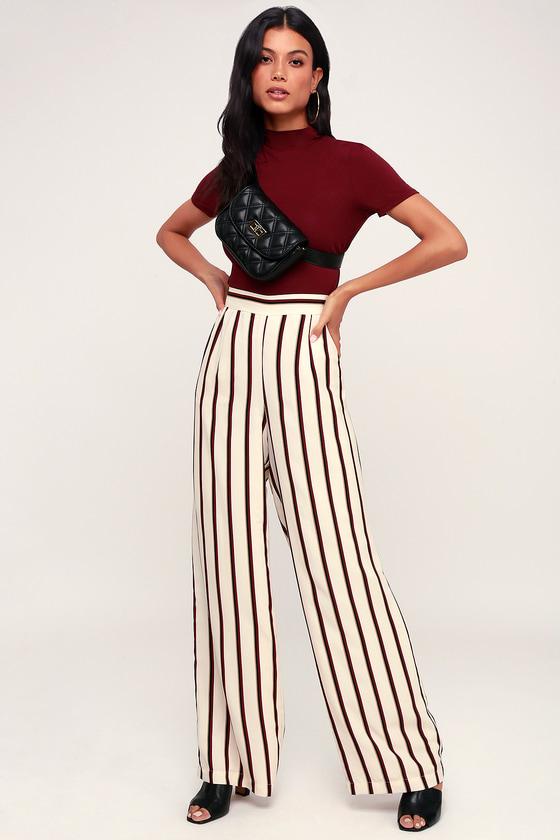 Kinsley Beige Striped Wide Leg Pants | Lulus