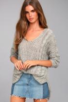 Lulus | Cuddle-worthy Grey Knit Sweater | Size Medium/large