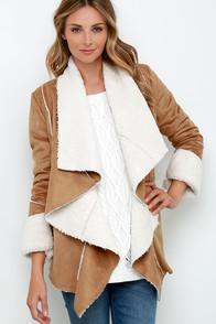 Somedays Lovin' Hail Sunrise Tan Sherpa Coat