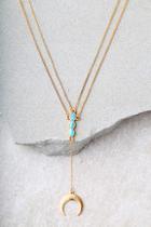 Lulus Moonstruck Gold And Turquoise Layered Necklace