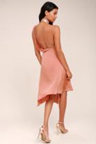 Keepsake | Sidelines Blush Pink Midi Dress | Size Medium | 100% Polyester | Lulus