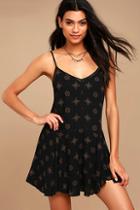 Amuse Society High Road Black Print Shift Dress