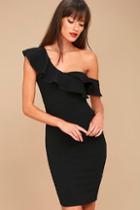 Lulus Give Me A Beat Black Off-the-shoulder Bodycon Midi Dress
