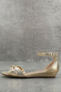 Breckelle's Maryanna Champagne Wedge Sandals