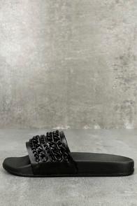 Bamboo Kora Black Chain Slide Sandals