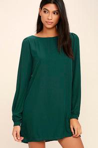 Lulus Status Update Forest Green Shift Dress