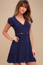 Wistful Wanderer Navy Blue Crochet Lace Dress | Lulus