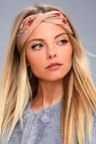 Lulus | Nom De Bloom Light Brown Embroidered Headband