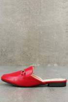Qupid | Pippin Red Loafer Slides | Size 5.5 | Vegan Friendly | Lulus