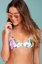Stone Fox Indie White Floral Print Bikini Top