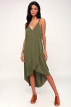 Lush Mood And Melody Olive Green High-low Dress | Lulus