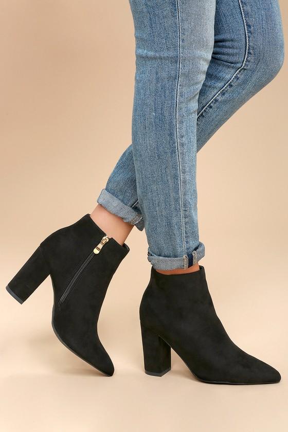Liliana Ottava Black Suede High Heel Booties | Lulus