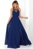Lulus Mythical Kind Of Love Navy Blue Maxi Dress