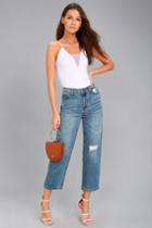 Evidnt | Malibu Medium Wash Distressed Girlfriend Jeans | Size 27 | Blue | 100% Cotton | Lulus