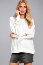 Lulus Trend Zone White Grommet Sleeve Sweater