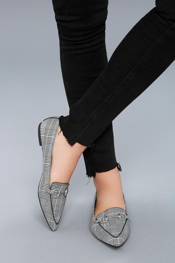 Charlotte Black And White Plaid Loafers | Lulus