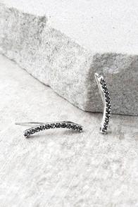 Lulus Starlight Night Silver Rhinestone Earrings