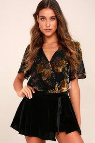 Free People Dance The Night Away Black Velvet Skort