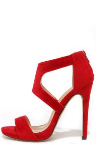 Liliana Twirl-wind Red Suede Dress Sandals