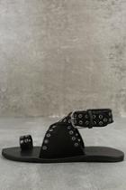 Matisse Starling Black Leather Ankle Strap Flat Sandals