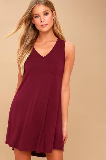 Casually Cool Burgundy Swing Dress | Lulus