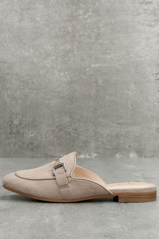 Paprika | Eliza Clay Grey Suede Loafer Slides | Size 10 | Vegan Friendly | Lulus