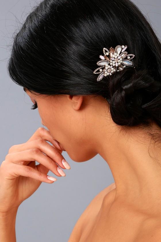 Lulus | Til I Found You Gold And Pink Rhinestone Hair Comb