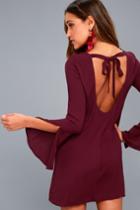 Be The One Plum Purple Long Sleeve Backless Shift Dress | Lulus